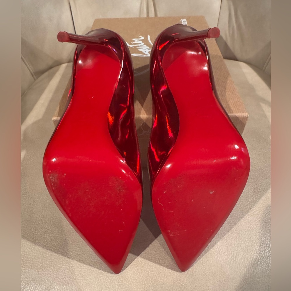 Christian Louboutin Metallic Red Pointed-Toe Pumps - Picture 3 of 3